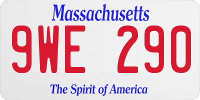 MA license plate 9WE290