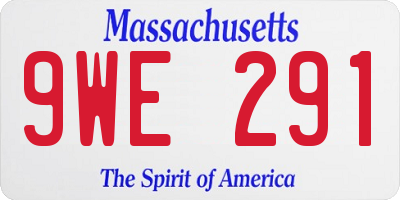 MA license plate 9WE291