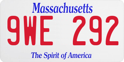 MA license plate 9WE292