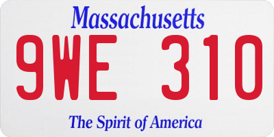 MA license plate 9WE310