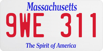 MA license plate 9WE311
