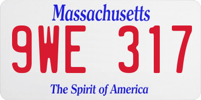 MA license plate 9WE317