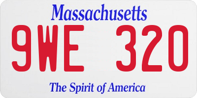 MA license plate 9WE320