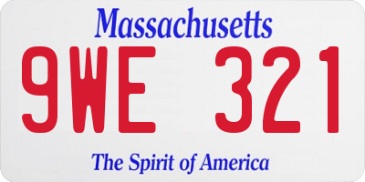 MA license plate 9WE321