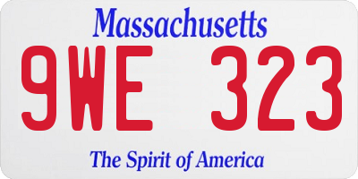 MA license plate 9WE323