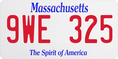 MA license plate 9WE325