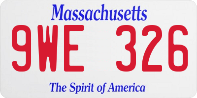 MA license plate 9WE326