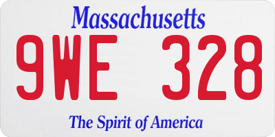 MA license plate 9WE328