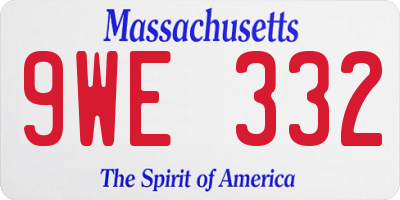 MA license plate 9WE332
