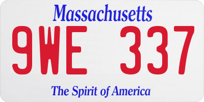 MA license plate 9WE337