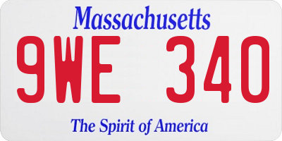 MA license plate 9WE340