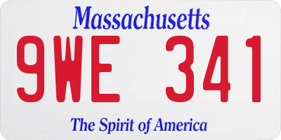 MA license plate 9WE341