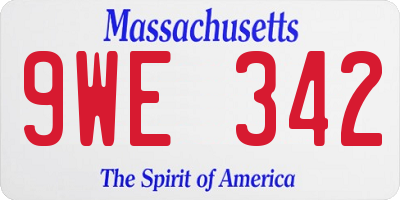 MA license plate 9WE342