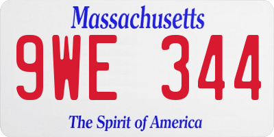 MA license plate 9WE344