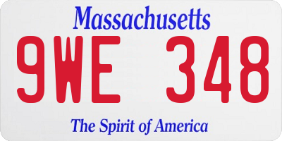 MA license plate 9WE348