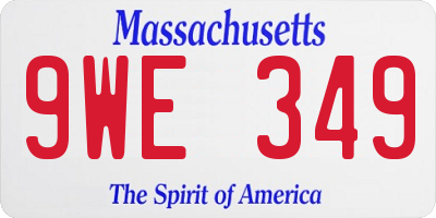 MA license plate 9WE349