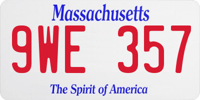 MA license plate 9WE357