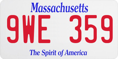 MA license plate 9WE359