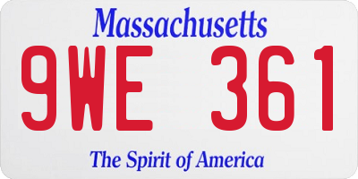 MA license plate 9WE361
