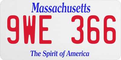 MA license plate 9WE366