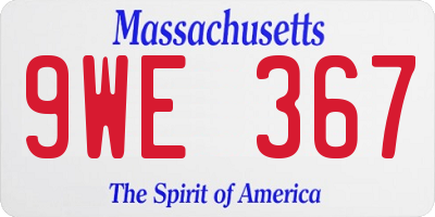MA license plate 9WE367
