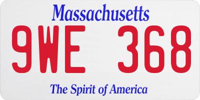 MA license plate 9WE368