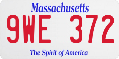 MA license plate 9WE372