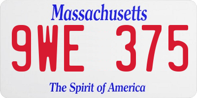 MA license plate 9WE375