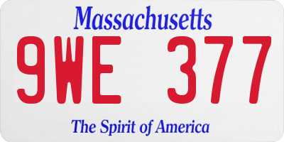 MA license plate 9WE377