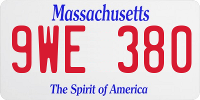 MA license plate 9WE380