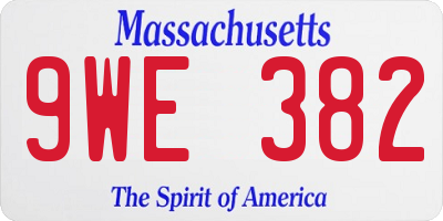 MA license plate 9WE382