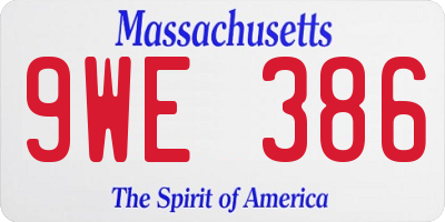 MA license plate 9WE386