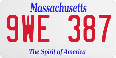 MA license plate 9WE387