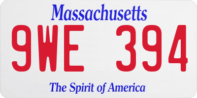 MA license plate 9WE394