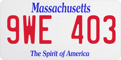 MA license plate 9WE403