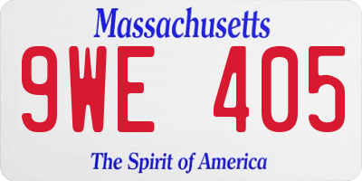 MA license plate 9WE405