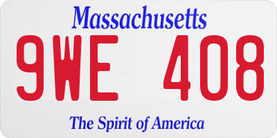 MA license plate 9WE408