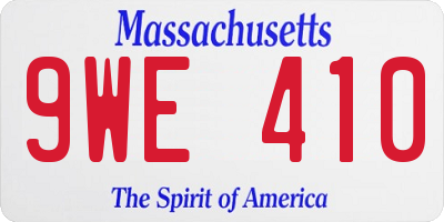 MA license plate 9WE410