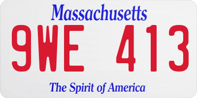 MA license plate 9WE413