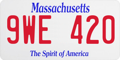 MA license plate 9WE420