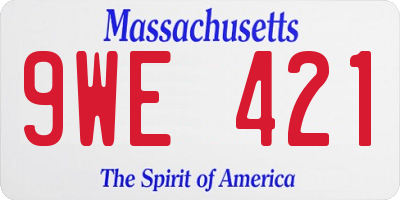 MA license plate 9WE421