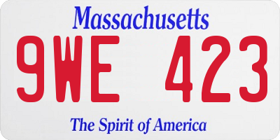 MA license plate 9WE423