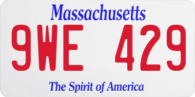 MA license plate 9WE429