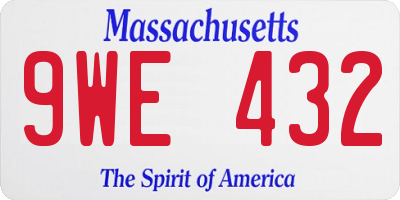 MA license plate 9WE432