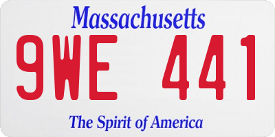 MA license plate 9WE441