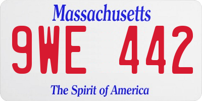 MA license plate 9WE442