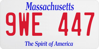 MA license plate 9WE447