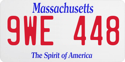 MA license plate 9WE448