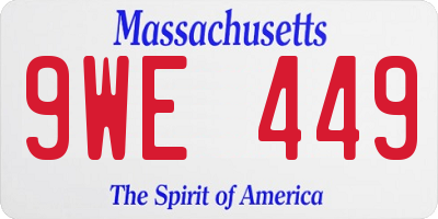 MA license plate 9WE449