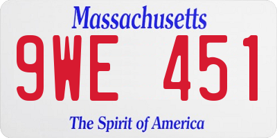 MA license plate 9WE451